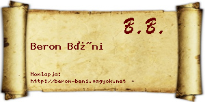 Beron Béni névjegykártya